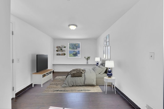 living room featuring dark wood-type flooring