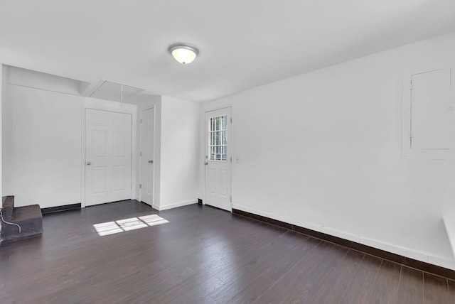 unfurnished room featuring dark hardwood / wood-style floors