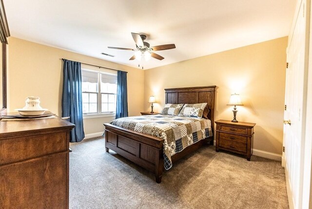 233 Nine Mile Cross Rd W, Pikeville, TN 37367 - carpeted bedroom with baseboards, visible vents, and ceiling fan