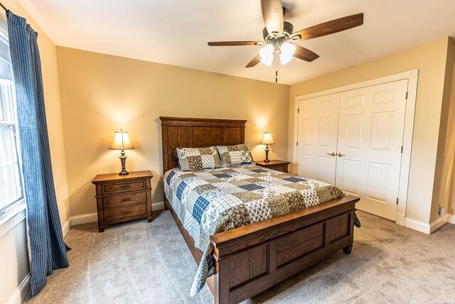 233 Nine Mile Cross Rd W, Pikeville, TN 37367 - carpeted bedroom featuring a closet, a ceiling fan, and baseboards