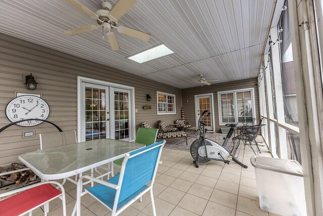 233 Nine Mile Cross Rd W, Pikeville, TN 37367 - sunroom featuring french doors, a ceiling fan, and outdoor dining space