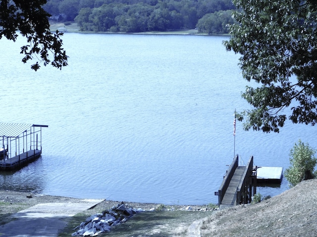 view of water feature featuring a dock