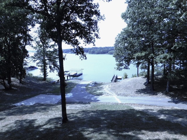 view of street featuring a water view