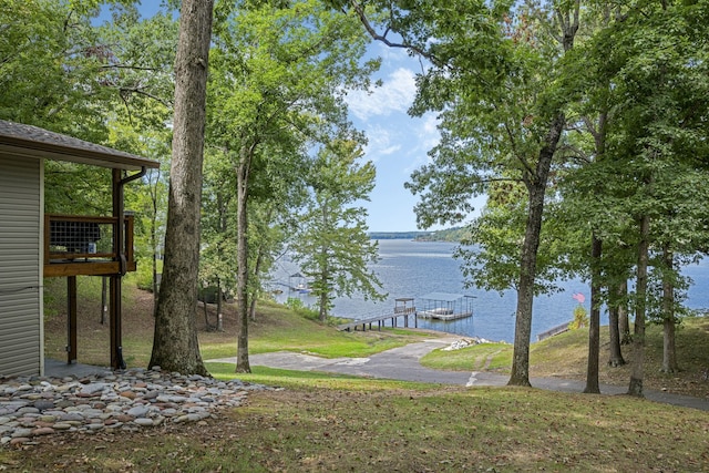 water view with a boat dock