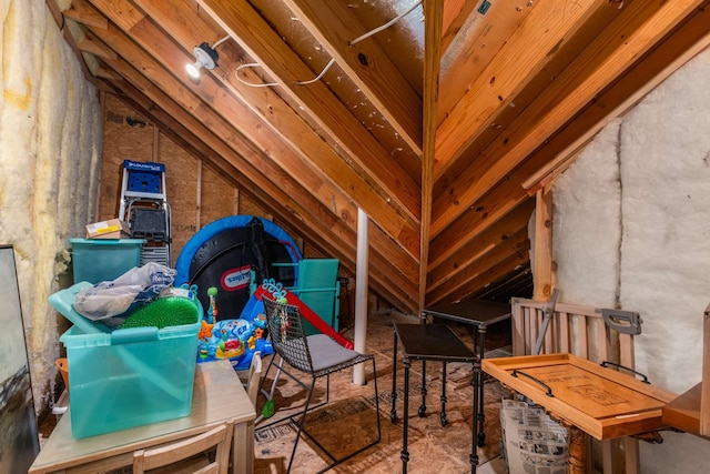 view of unfinished attic