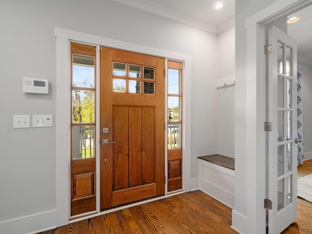 2310 Vaulx Ln, Nashville, TN 37204 - foyer entrance with wood finished floors, baseboards, recessed lighting, and crown molding