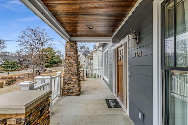 view of patio featuring visible vents and covered porch