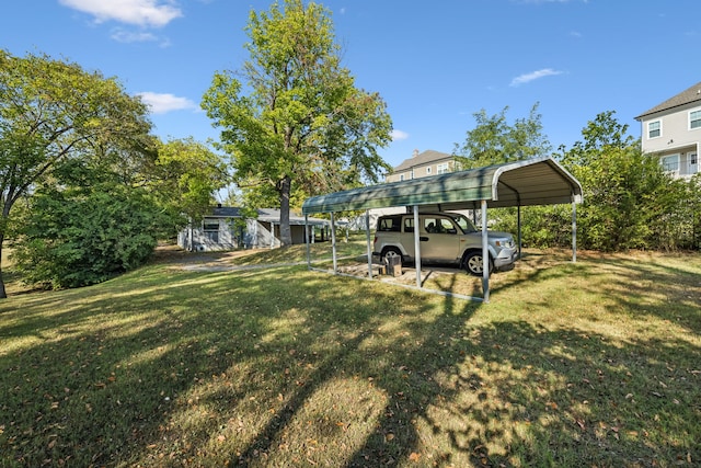 view of yard featuring a carport