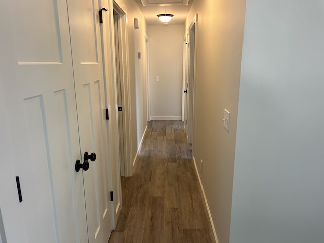 hall featuring dark hardwood / wood-style floors