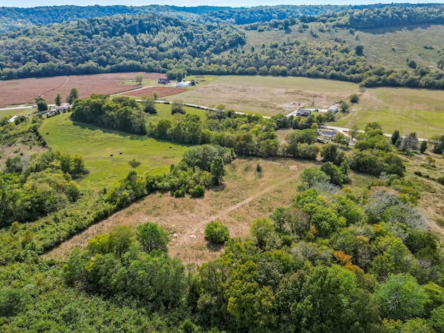 birds eye view of property featuring a rural view