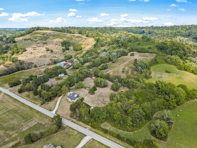 birds eye view of property with a rural view