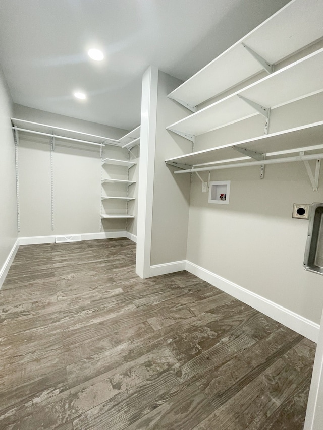 spacious closet with hardwood / wood-style floors