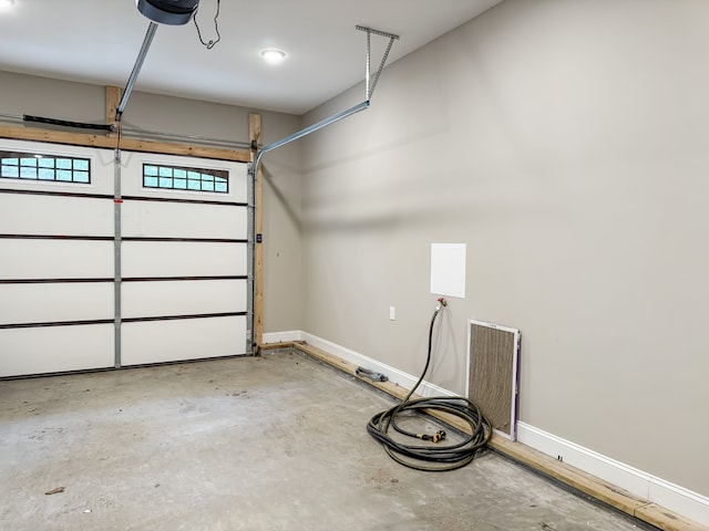 garage with a garage door opener