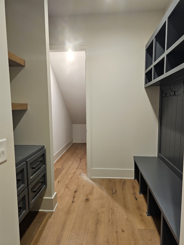 mudroom featuring light hardwood / wood-style floors