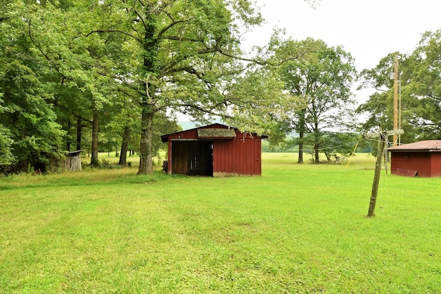 view of yard featuring an outdoor structure