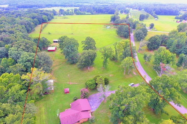 drone / aerial view featuring a rural view