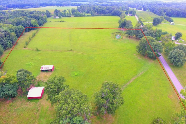 bird's eye view featuring a rural view