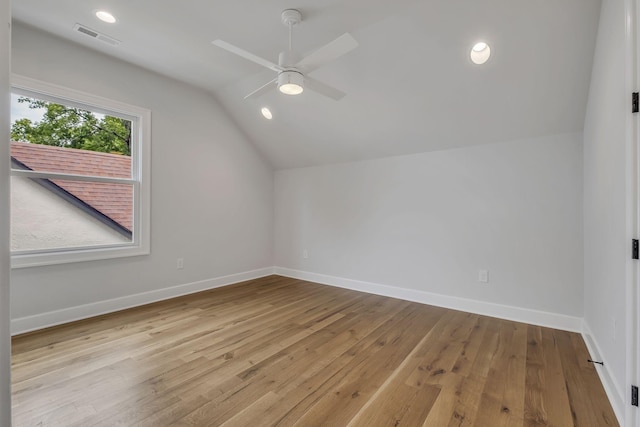 2704 Westwood Ave, Nashville, TN 37212 - additional living space with visible vents, baseboards, a ceiling fan, hardwood / wood-style flooring, and lofted ceiling
