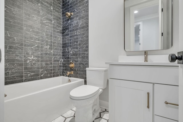 2704 Westwood Ave, Nashville, TN 37212 - bathroom featuring toilet, bathing tub / shower combination, vanity, and baseboards