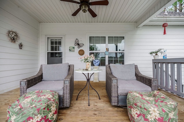 deck featuring ceiling fan