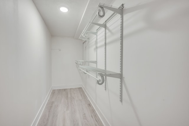 spacious closet featuring light hardwood / wood-style flooring