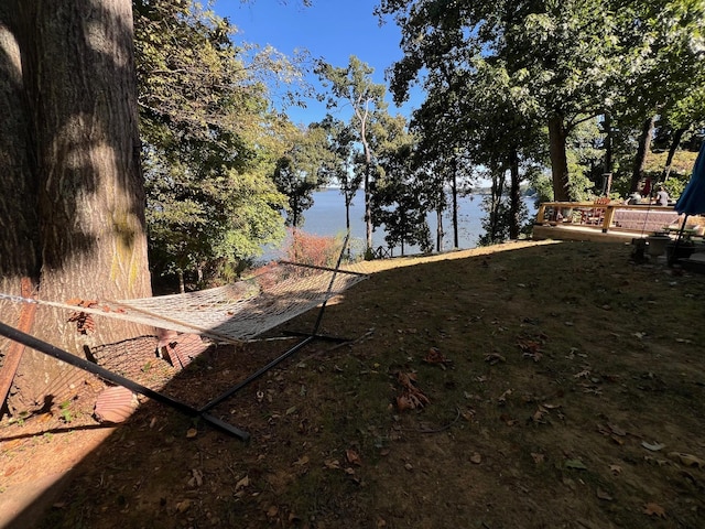 view of yard featuring a water view