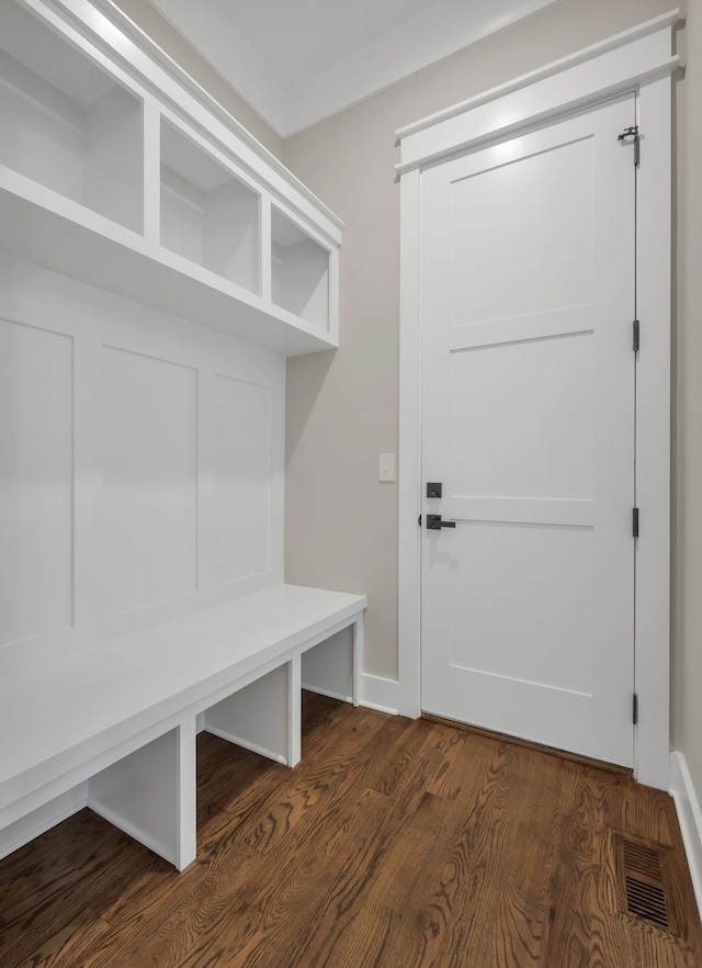 mudroom featuring dark hardwood / wood-style floors