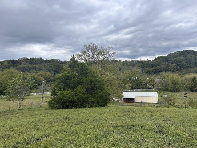 315 Loyd Rd, Pulaski, TN 38478 - view of yard featuring a rural view, a pole building, an outdoor structure, and a forest view