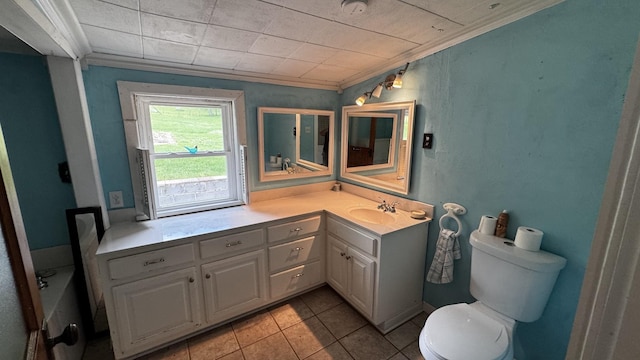 315 Loyd Rd, Pulaski, TN 38478 - bathroom with vanity, crown molding, and tile patterned floors