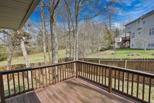 wooden terrace with a yard