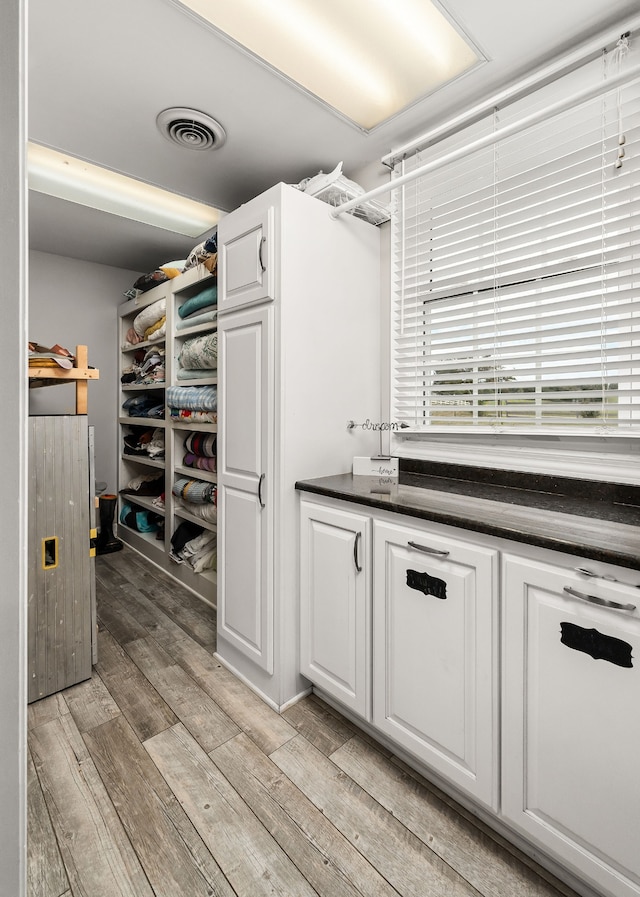 interior space with light hardwood / wood-style floors