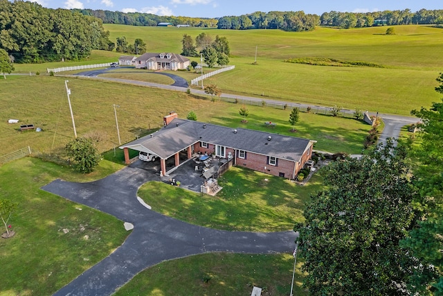 aerial view with a rural view