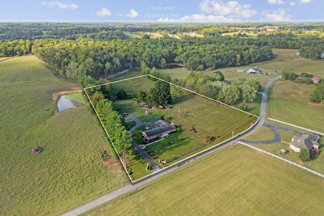 bird's eye view with a rural view