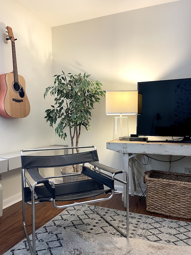 office with wood-type flooring