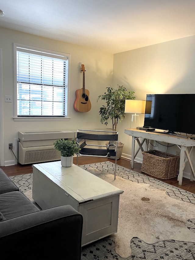 living room with hardwood / wood-style floors