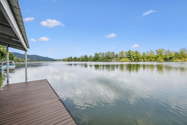 view of dock featuring a water view