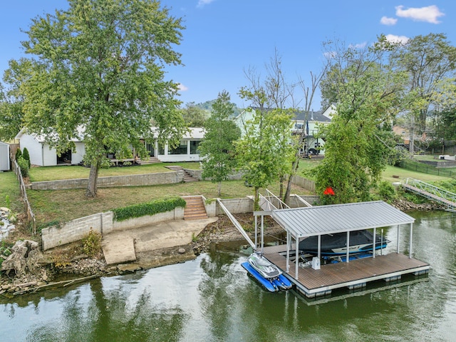 view of dock featuring a water view