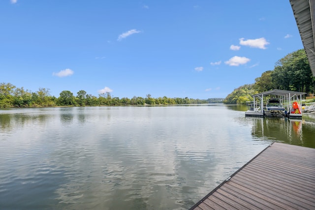 view of water feature featuring a dock