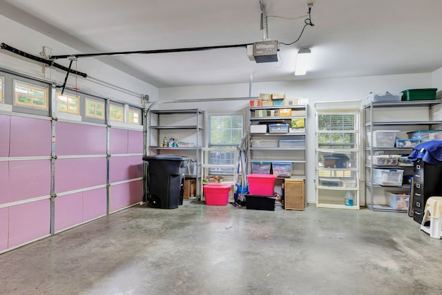 garage with a garage door opener