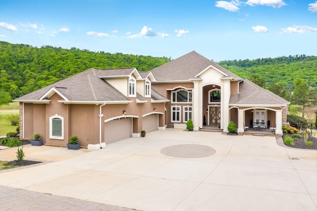 view of front of house with a garage