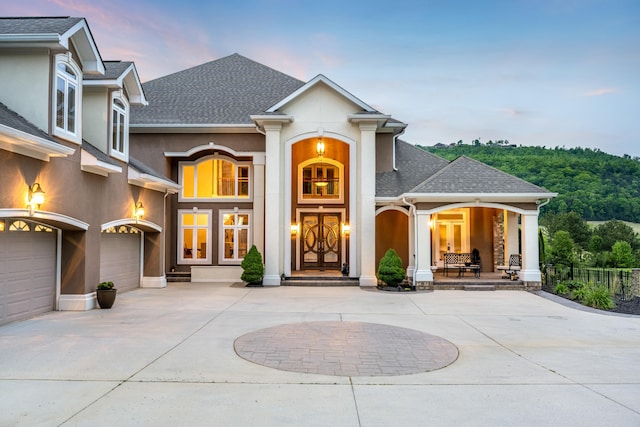 view of front of house with a garage