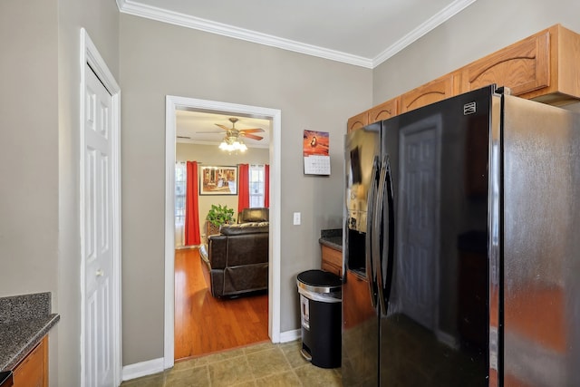 hall featuring light hardwood / wood-style floors and ornamental molding