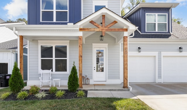 view of front of property with a garage