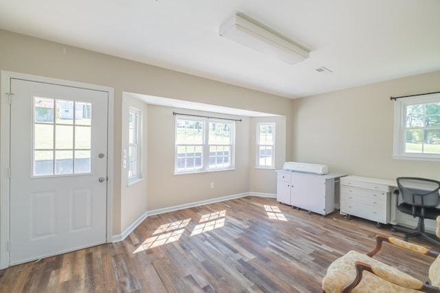 home office featuring light hardwood / wood-style flooring