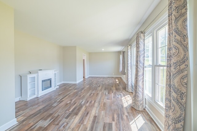 unfurnished living room with wood-type flooring