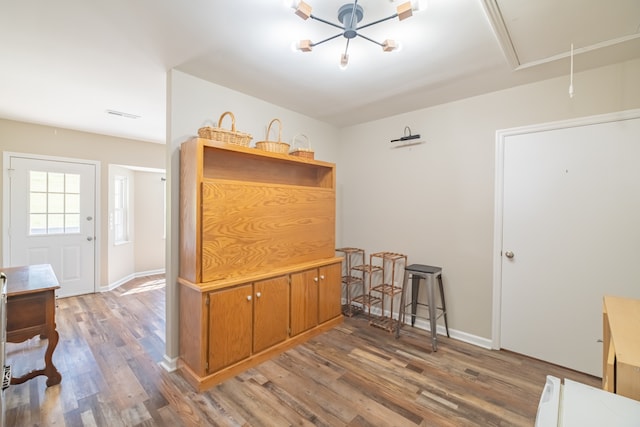 interior space with light hardwood / wood-style flooring