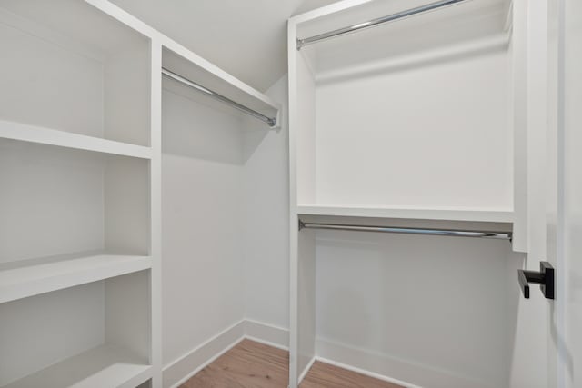 spacious closet with hardwood / wood-style flooring