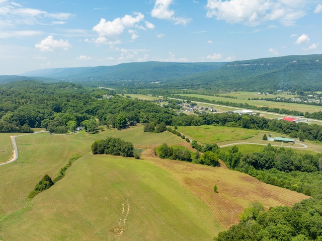 bird's eye view with a rural view and a mountain view