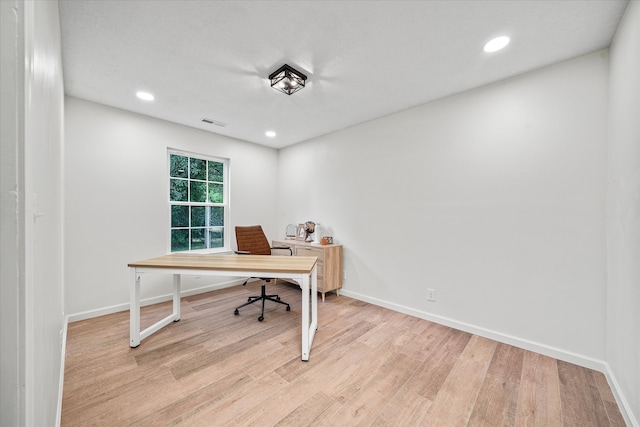 office space featuring light hardwood / wood-style flooring