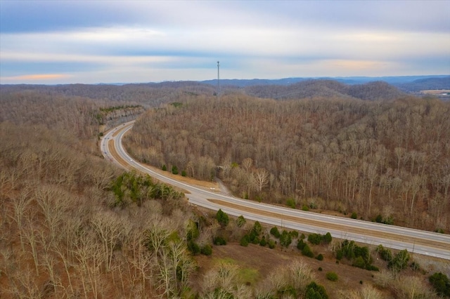 view of aerial view at dusk